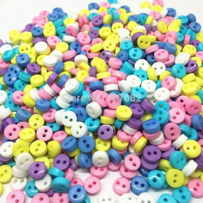 Planet Gates 1000pcs Pastel Mixed 6mm Mini Tiny Buttons Resin Round Sewing Doll Clothes Button Embellishments Scrapbooking Cardmaking