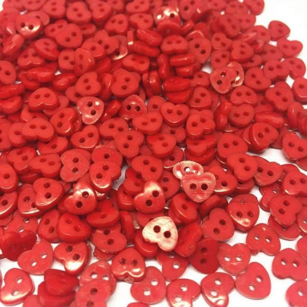Planet Gates 1000pcs Red 6mm Tiny Heart Mini Buttons Plastic Sewing Doll Clothes 2 Holes Button Embellishments Scrapbook Cardmaking