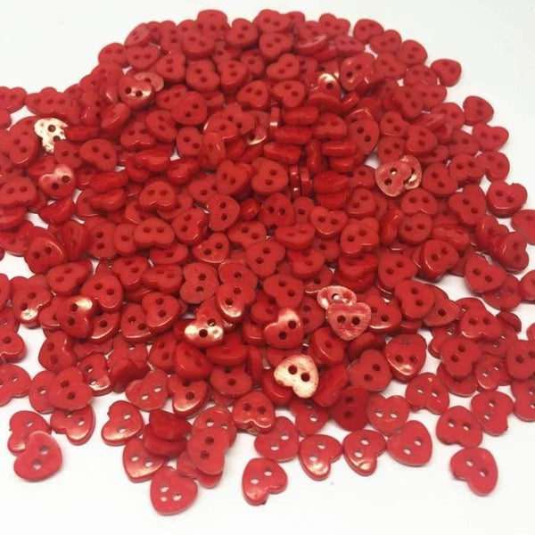Planet Gates 1000pcs Red 6mm Tiny Heart Mini Buttons Plastic Sewing Doll Clothes 2 Holes Button Embellishments Scrapbook Cardmaking