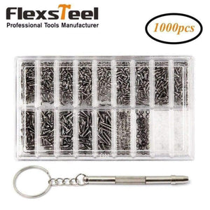 Planet Gates 1000pcs Stainless Steel Micro Screws Tool Set for Glasses Sunglass Watch Phone Screws Nail Nuts Screwdriver Kit Repair Tools Set