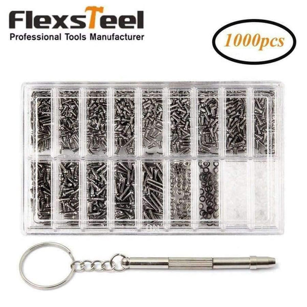 Planet Gates 1000pcs Stainless Steel Micro Screws Tool Set for Glasses Sunglass Watch Phone Screws Nail Nuts Screwdriver Kit Repair Tools Set
