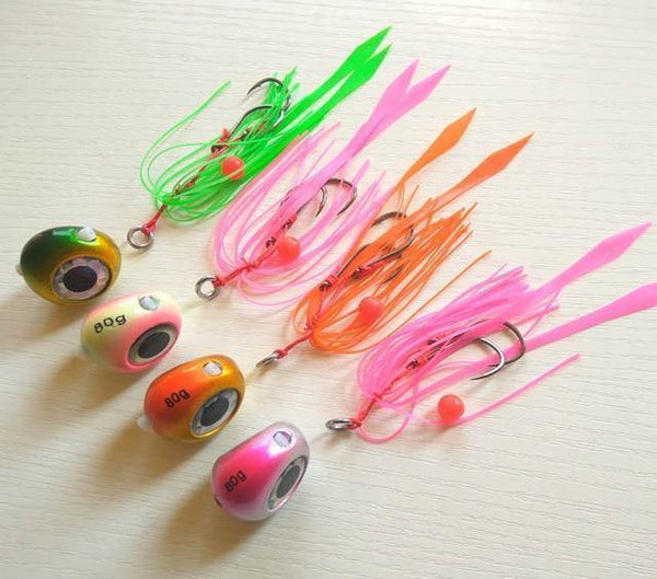 Planet Gates 100g 4pcs 1 4pcs 135g/100g/80g/60g/40g Pesca Slider Snapper/Sea bream Jig head with skirt  lead jig jigging lure free shipping