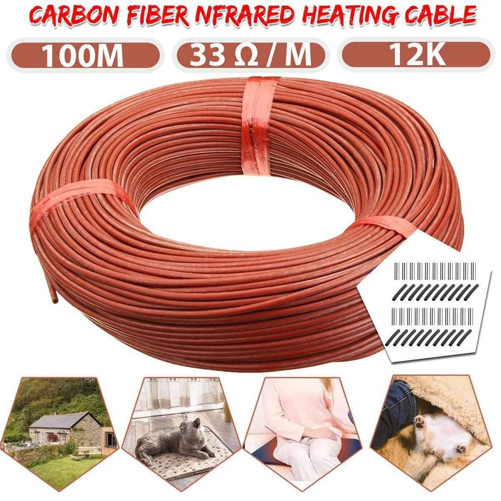 100M Heating Cable Warm Heater Wire Greenhouse Vegetables Farm Heating Equipment Home Floor warm 12k Carbon fiber heating wire