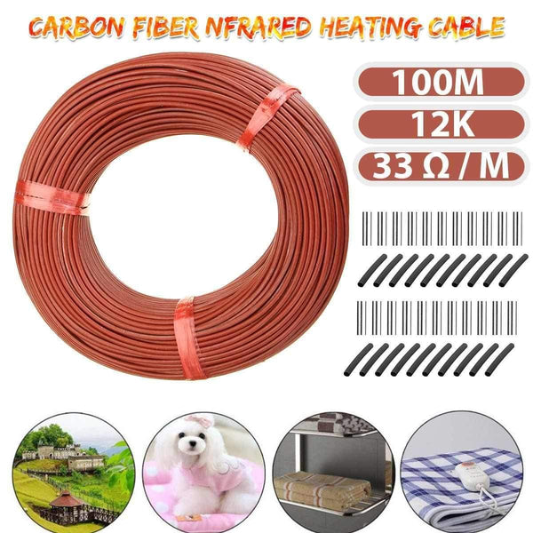 100M Heating Cable Warm Heater Wire Greenhouse Vegetables Farm Heating Equipment Home Floor warm 12k Carbon fiber heating wire