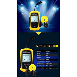 Planet Gates 100m LCD přenosný sonar s čidlem, rybářský návnadový senzor, alarm, paprskový snímač, echolotu s displejem, hlubší rybářský návnadový senzor