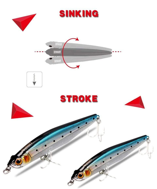 Planet Gates 100mm color 1 Fishing Hard Lure Sinking Pencil Lure 100mm 29.7g,85mm 19.4g Sea Bass Long casting lure Artificial Lure Model 5503