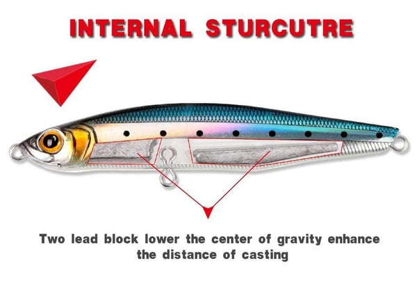 Planet Gates 100mm color 1 Fishing Hard Lure Sinking Pencil Lure 100mm 29.7g,85mm 19.4g Sea Bass Long casting lure Artificial Lure Model 5503