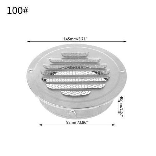 Planet Gates 100mm Stainless Steel Exterior Wall Air Vent Grille Round Ducting Ventilation Grilles 70mm,80mm,100mm,120mm,150mm,160mm,180mm,200mm