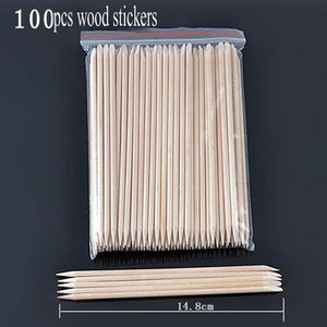Planet Gates 100pc/bag Nail Art Orange Wood Stick Cuticle Pusher Remover Pedicure Manicure Tool Double Ended Stick For Manicure Care Tool
