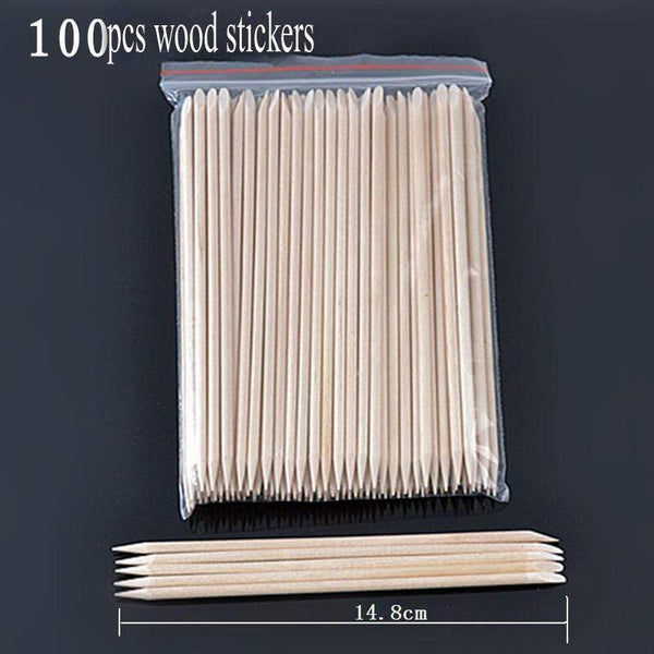 Planet Gates 100pc/bag Nail Art Orange Wood Stick Cuticle Pusher Remover Pedicure Manicure Tool Double Ended Stick For Manicure Care Tool