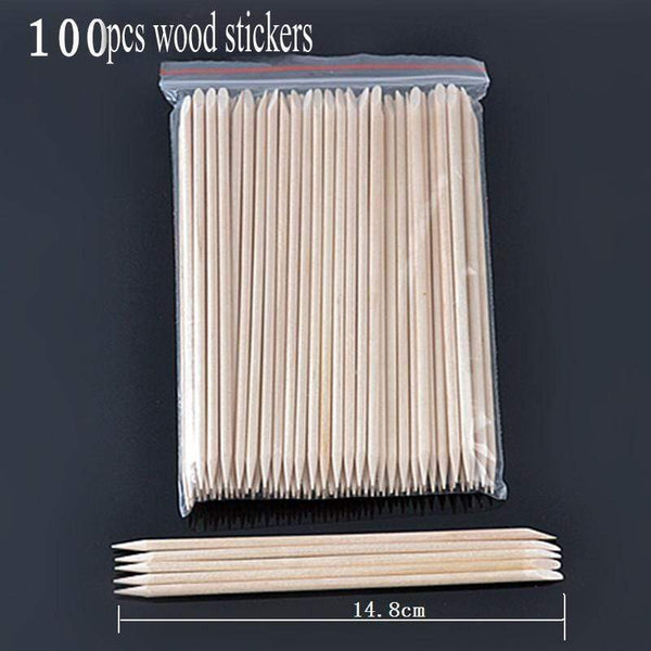Planet Gates 100pc/bag Nail Art Orange Wood Stick Cuticle Pusher Remover Pedicure Manicure Tool Double Ended Stick For Manicure Care Tool