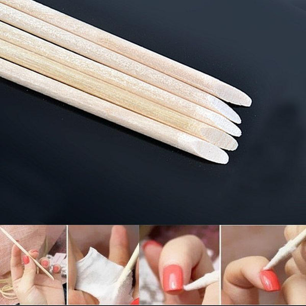 Planet Gates 100pc/bag Nail Art Orange Wood Stick Cuticle Pusher Remover Pedicure Manicure Tool Double Ended Stick For Manicure Care Tool
