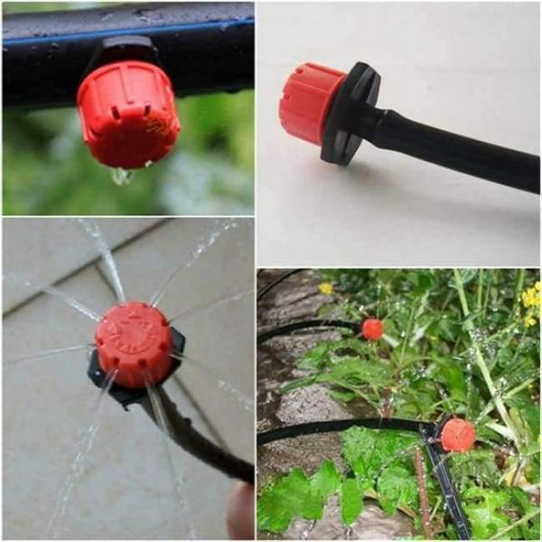 Planet Gates 100Pcs 1/4Inch Adjustable Micro Drip Irrigation System Watering Sprinklers Anti-clogging Emitter Dripper Red Garden Supplies