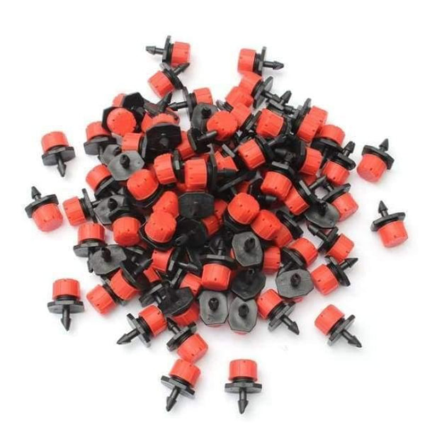 Planet Gates 100Pcs 1/4Inch Adjustable Micro Drip Irrigation System Watering Sprinklers Anti-clogging Emitter Dripper Red Garden Supplies