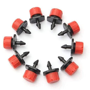 Planet Gates 100Pcs 1/4Inch Adjustable Micro Drip Irrigation System Watering Sprinklers Anti-clogging Emitter Dripper Red Garden Supplies