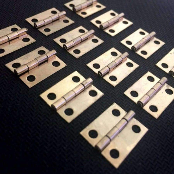 Planet Gates 100PCS 10*8MM Brass Plated Metal Hinge Jewelry Wooden Box Cabinet Door Mini Hinges Antique 4 Holes With Nails Furniture Hardware