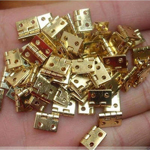 Planet Gates 100PCS 10*8MM Brass Plated Metal Hinge Jewelry Wooden Box Cabinet Door Mini Hinges Antique 4 Holes With Nails Furniture Hardware