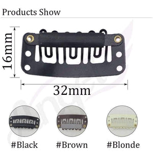 Planet Gates 100pcs 32mm U Tip Snap Metal Clips With Silicone Back For Clip In Hair Extensions/Weft/Wig