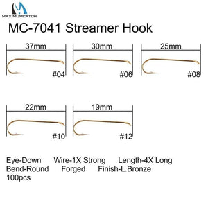 Planet Gates 100pcs 4#-22# Fish-Friendly Barbed Fly Fishing Hooks Dry&Wet&Nymph&Shrimp Caddis Pupa Streamer Fly Hooks