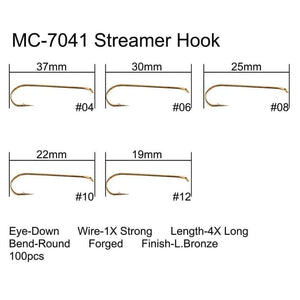Planet Gates 100pcs 4#-22# Fish-Friendly Barbed Fly Fishing Hooks Dry&Wet&Nymph&Shrimp Caddis Pupa Streamer Fly Hooks
