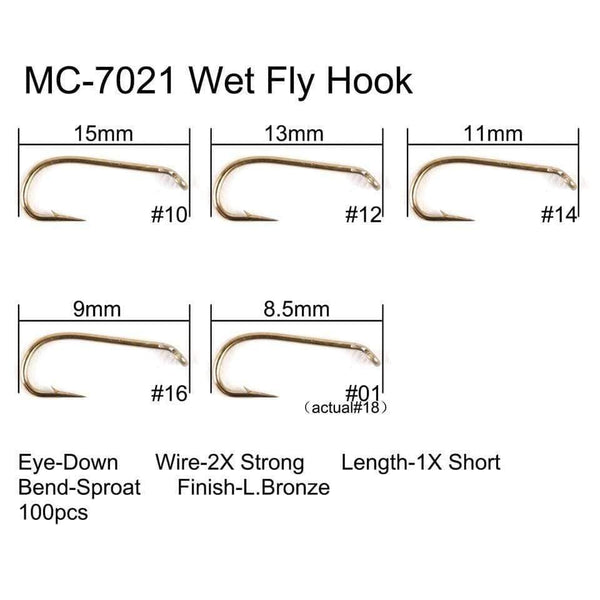 Planet Gates 100pcs 4#-22# Fish-Friendly Barbed Fly Fishing Hooks Dry&Wet&Nymph&Shrimp Caddis Pupa Streamer Fly Hooks