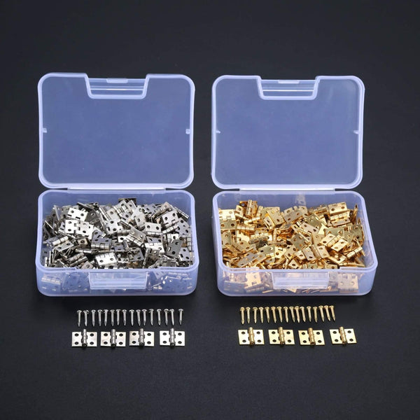 100pcs 8*10mm Brass Cabinet Door Luggage Mini Hinge Cupboard Door Decorative Hinges For Jewelry Wood Box +Nail+Storage Box