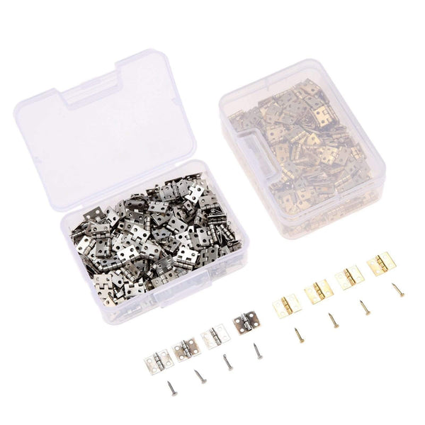 100pcs 8*10mm Brass Cabinet Door Luggage Mini Hinge Cupboard Door Decorative Hinges For Jewelry Wood Box +Nail+Storage Box