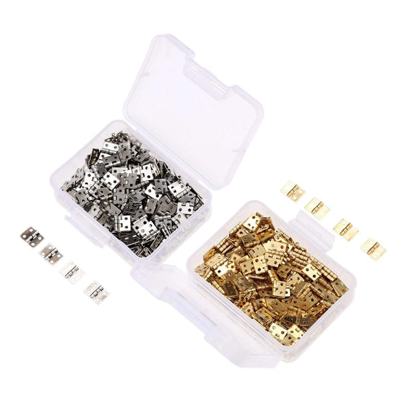 100pcs 8*10mm Brass Cabinet Door Luggage Mini Hinge Cupboard Door Decorative Hinges For Jewelry Wood Box +Nail+Storage Box
