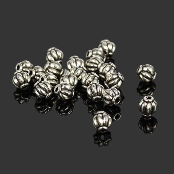 Planet Gates 100pcs Antique Tibetan Silver Plated 6mm Lantern Spacer Beads Charms Findings To Make Jewelry Beading Accessories Hole 1.5mm