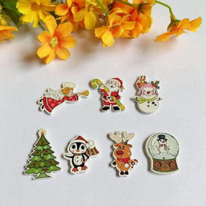 Planet Gates 100pcs Bulk Mixed Christmas Buttons Wood Button Sewing Accessories Decoration Buttons Handmade Scrapbooking for Craft DIY