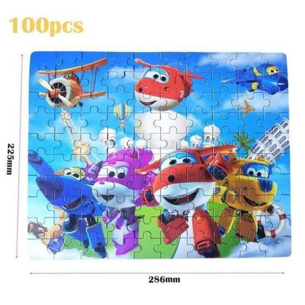 Planet Gates 100pcs C2 60pcs/100pcs Cartoon Super Wings Wooden Puzzle Toy 3D Puzzle Iron Box Package for Child Educational Montessori Wooden Toys