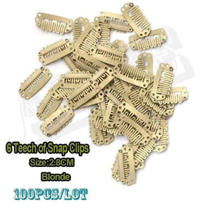 Planet Gates 100pcs Clips For Clip In Hair Extensions 28mm Light Brown Toupee Clips Snap Clips With Silicone For Wig Hair Extension