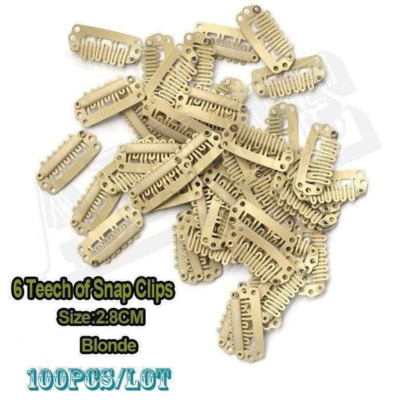 Planet Gates 100pcs Clips For Clip In Hair Extensions 28mm Light Brown Toupee Clips Snap Clips With Silicone For Wig Hair Extension