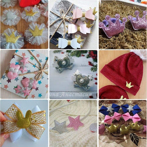 Planet Gates 100pcs Glitter Patches Shiny Solid Crown Heart Star Rabbit Accessory For Apparel Sewing Materials Garment Decoration