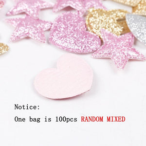 Planet Gates 100pcs Glitter Patches Shiny Solid Crown Heart Star Rabbit Accessory For Apparel Sewing Materials Garment Decoration