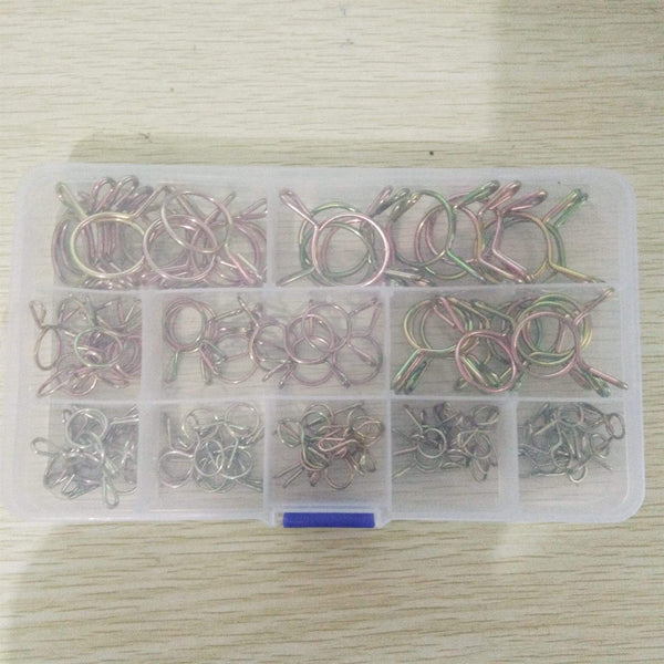 Planet Gates 100pcs Hose Clamp High Quality Zinc Plated Spring Clips Gear Hose Fuel Line Clamp for Boats ATVs Motorcycles with Storage Box