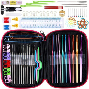 Planet Gates 100pcs Knitting Set Premium Crochet Hooks Set With Case 14 Styles Knitting Needles Kit DIY Arts Craft Scissors Stitch Markers Sewing Tools ZXH