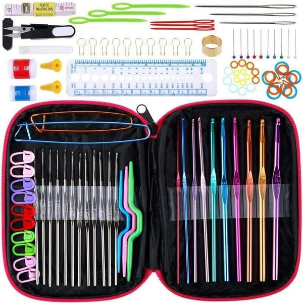 Planet Gates 100pcs Knitting Set Premium Crochet Hooks Set With Case 14 Styles Knitting Needles Kit DIY Arts Craft Scissors Stitch Markers Sewing Tools ZXH