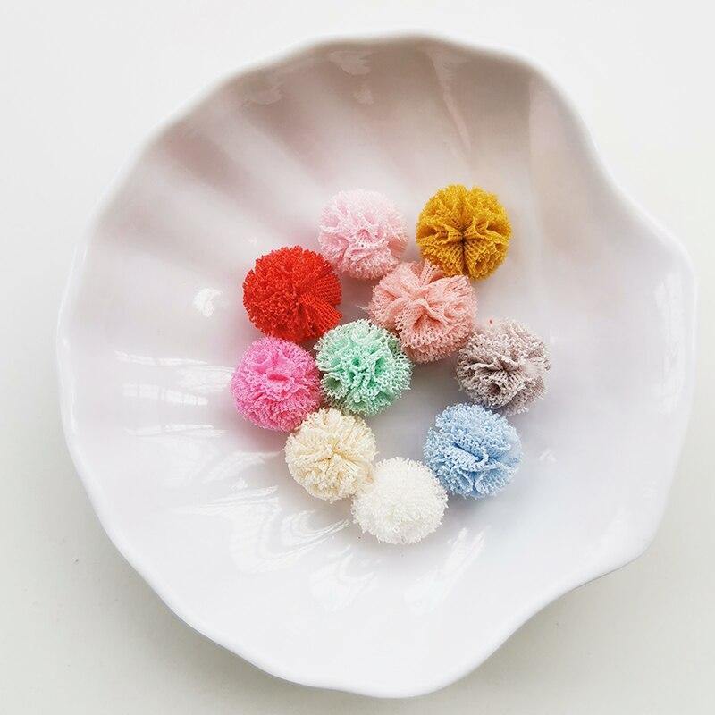 Planet Gates 100pcs/lot 15mm 10colors Mesh Flower Ball For Sewing On Scarf Shoes Hats Fur DIY Crafts Hair Clip Accessories