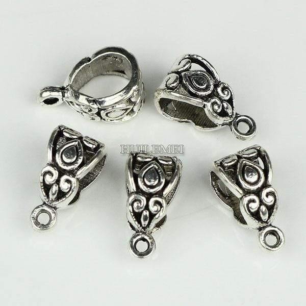 Planet Gates 100pcs/lot Antique Silver Color Charm Bail Beads Pendant Clips Clasps Connectors For Bracelet Necklace Jewelry Making Findings