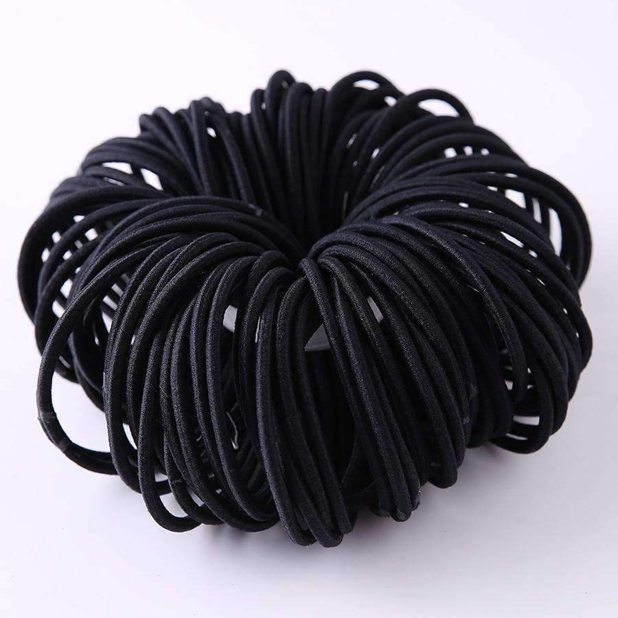 Planet Gates 100pcs/lot Black Color Rope Elastic Hair Ties Girl's Hair Accessories Elastic Rubber Band hair bands for women