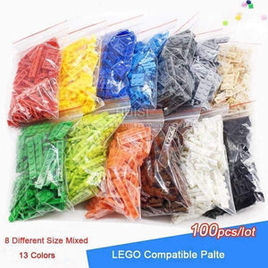 Planet Gates 100pcs/lot Construction Building Blocks Set Children Birkcs Parts Mix 8 Size DIY Model Building Figure Eduational Toys For Kids