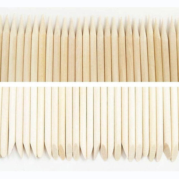 Planet Gates 100pcs/lot Nail Art Wood Sticks Cleaning Orange Nail Dead Skin Fork Cuticle Pusher Remover Nail Care Tools For Finger