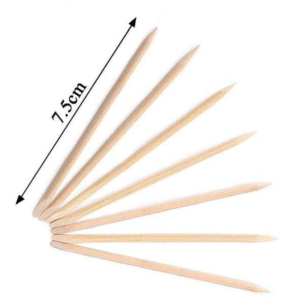 Planet Gates 100pcs/lot Nail Art Wood Sticks Cleaning Orange Nail Dead Skin Fork Cuticle Pusher Remover Nail Care Tools For Finger