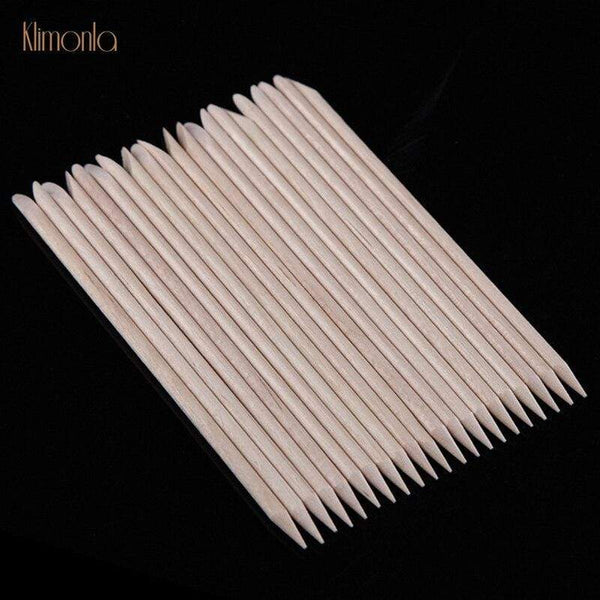 Planet Gates 100pcs/lot Nail Art Wood Sticks Cleaning Orange Nail Dead Skin Fork Cuticle Pusher Remover Nail Care Tools For Finger