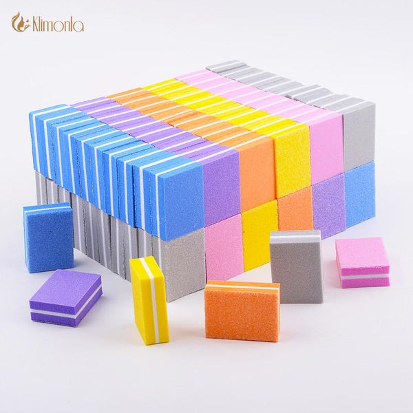 Planet Gates 100pcs/lot Professional Nail File Mini Sponge Nail Sanding Blocks UV Gel Polish Cuticle Remover Manicure Tools Nail Buffer Files