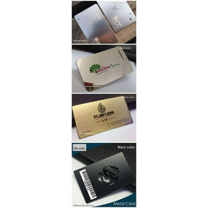 Planet Gates 100pcs Luxury Stainless Steel Business Card With Cutout Logo And Black Spot Color in calendars, planners & cards
