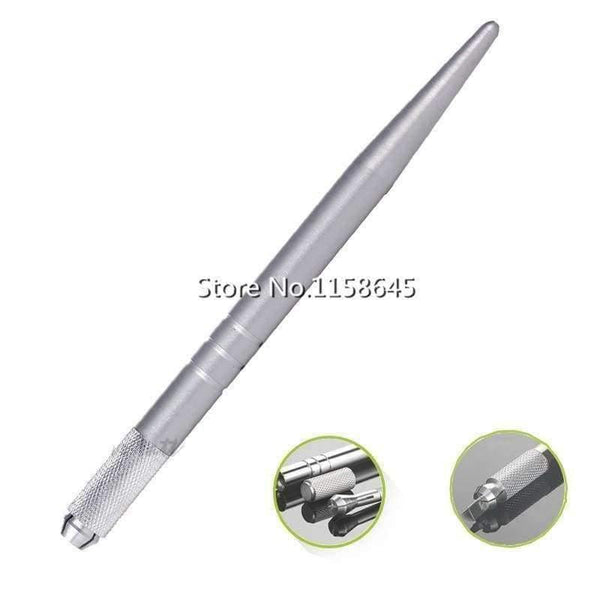 Planet Gates 100Pcs Manual Tattoo machine Pen For 3D Eyebrow Professional Permanent Makeup Tatoo Eyebrow Microblading Pen Alloy Silver DHL