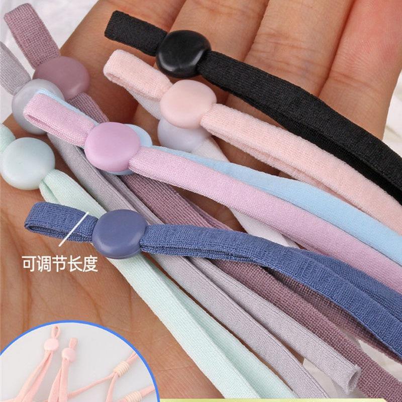 Planet Gates 100Pcs Mask Sewing Elastic Band Cord With Adjustable Buckle Stretchy Mask Earloop Lanyard Earmuff Rope DIY Making Supplies
