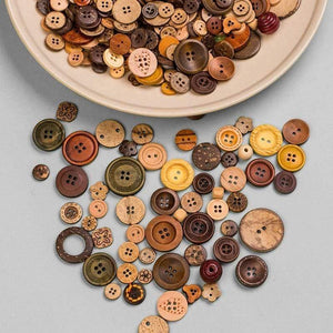 Planet Gates 100pcs Mixed Randomly Flatback Wooden Buttons Craft For Scrapbooking Needlework Decor Wood Button DIY Clothes Sewing Accessories (100pcs Random Mixed)